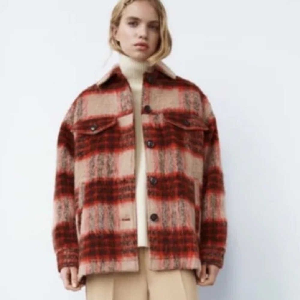 WORN 1X Zara Influencer Plaid Oversized Jacket